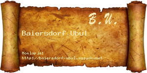 Baiersdorf Ubul névjegykártya